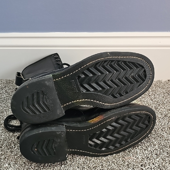Black Leather Combat Boots